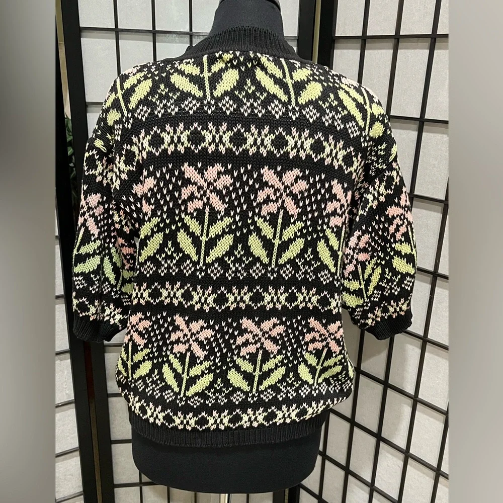 United Colors Of Benetton Black Knit with Pastel Pink & Lime Stripes, EU SIZE 48 - Picture 5 of 10